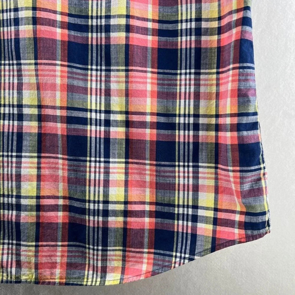 Tommy Hilfiger Plaid Shirt Mens Size 2XL Slim Fit Short Sleeve Cotton Red Blue - Picture 8 of 12